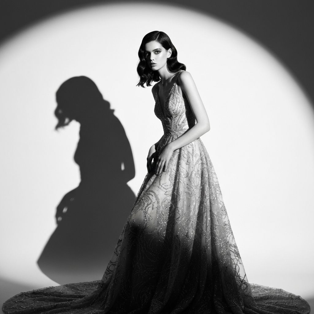 AI-generated haute couture fashion photograph